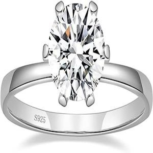 Mameloly 2CT 925 Sterling Silver Engagement  Round Cut Solitaire Rings